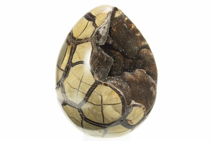 Septarian Dragon Egg Geode - Black Crystals #304616